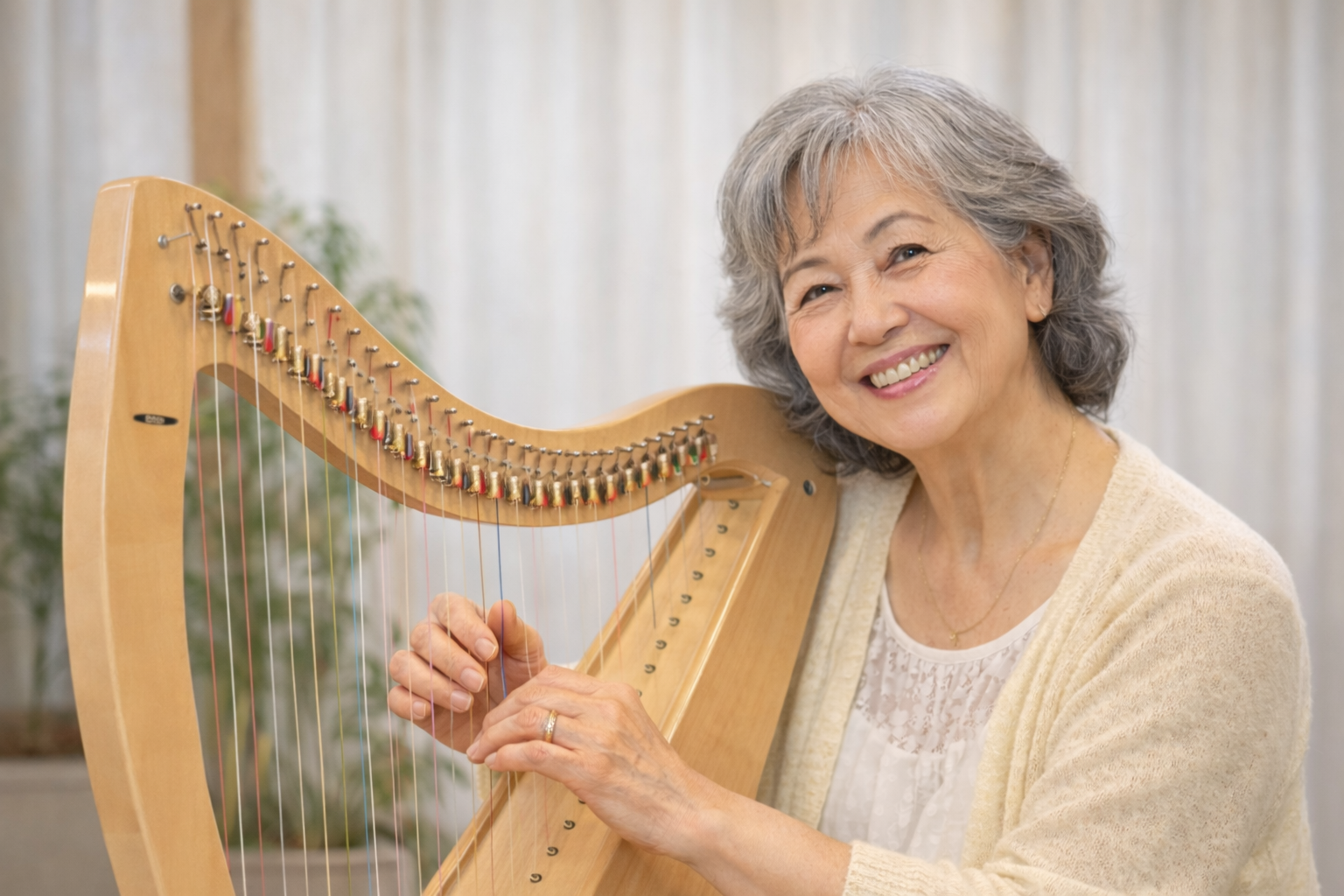 シニアのハープ演奏